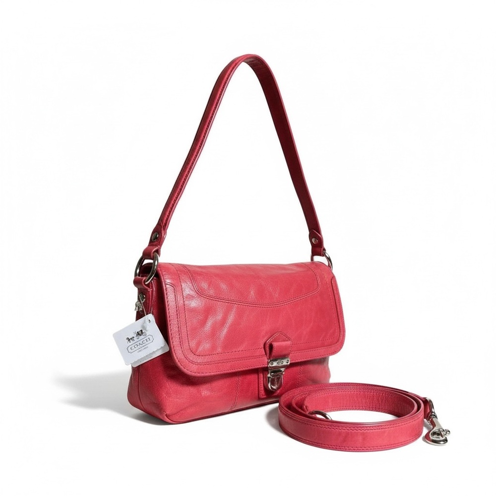 NWT Coach Coral Leather Turnlock Flap Crossbody Shoulder Bag